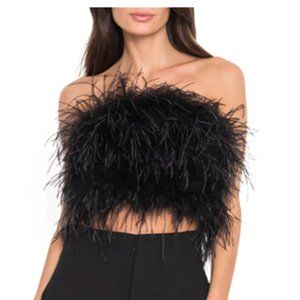 Zaina Ostrich Feather Bustier Top